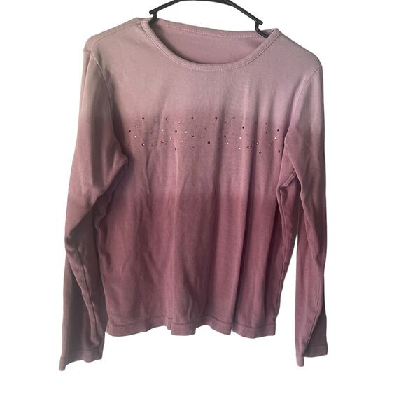 Women's Size XL 90s Pink Jeweled Britney Spears Long Sleeve‎ Shirt - Picture 1 of 9